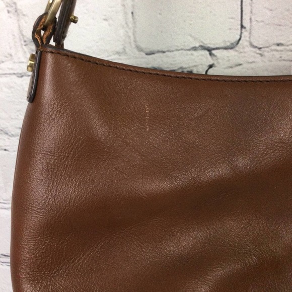 Etienne Aigner Brown Genuine Leather Color Block Zippered Small Shoulder Bag - Picture 5 of 12